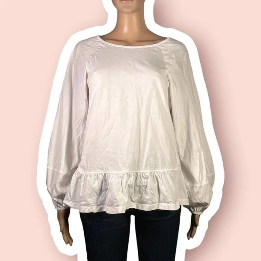 Banana Republic White Drop Waist Puff Sleeve Prairie Top Size Small - 